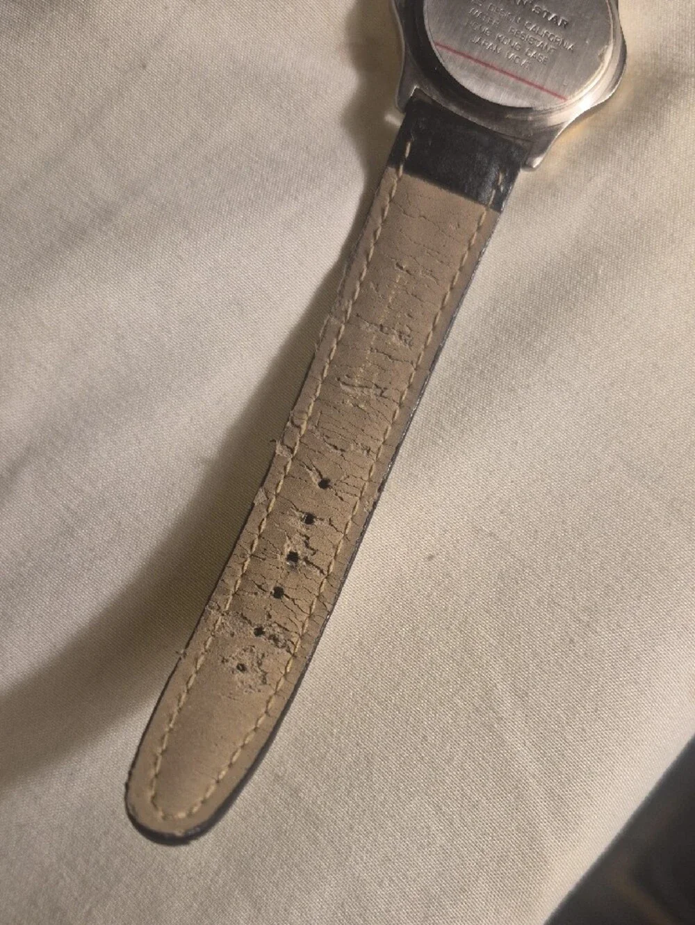 Ocean Star Gold Dial Black Leather Branded Wristwatch